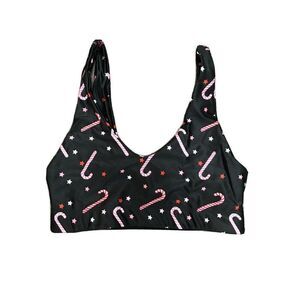 Goldsheep Sports Bra Women S Black Candy Cane Athletic Yoga Running Gym Training
